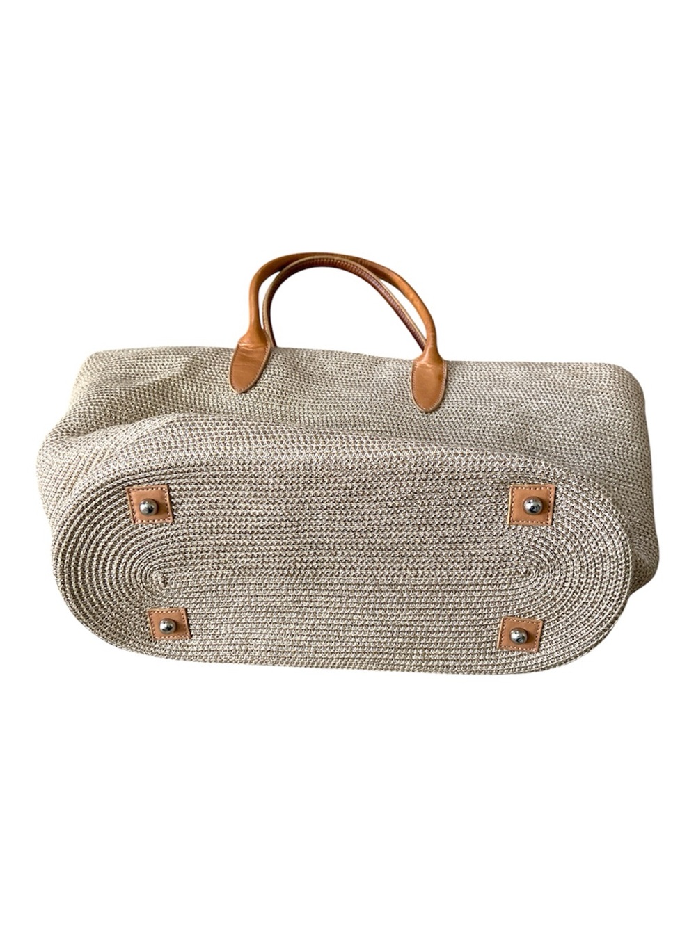 TALBOT’S Gold Woven Metallic Tote Bag with Leather Handles - Picture 6 of 7